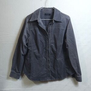 Vintage 90s Y2K Gray Corduroy Shacket Button Down Shirt Plus Size 14W Grunge‎
